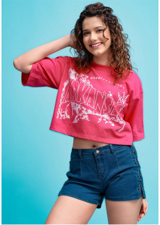 MIARA GRAPHIC HOT PINK TEE 