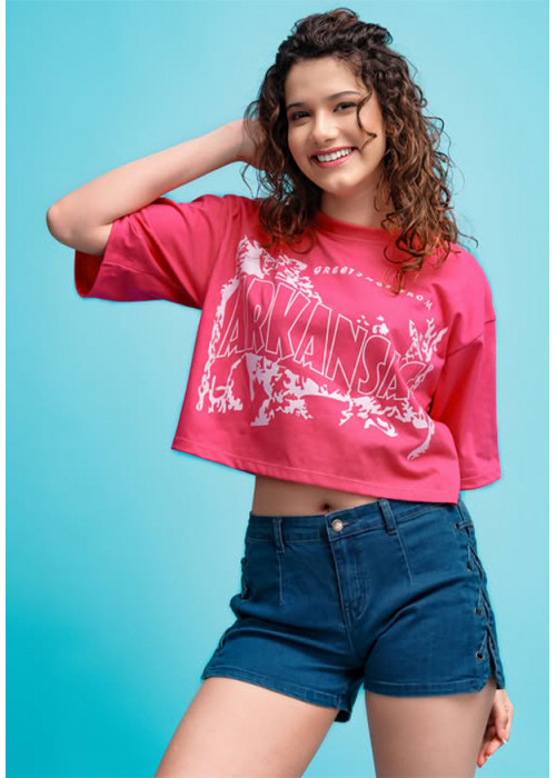 MIARA GRAPHIC HOT PINK TEE 