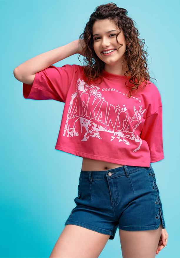 MIARA GRAPHIC HOT PINK TEE 