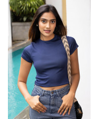 CLAUDIA BLUE CROP T SHIRT