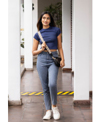 CLAUDIA BLUE CROP T SHIRT