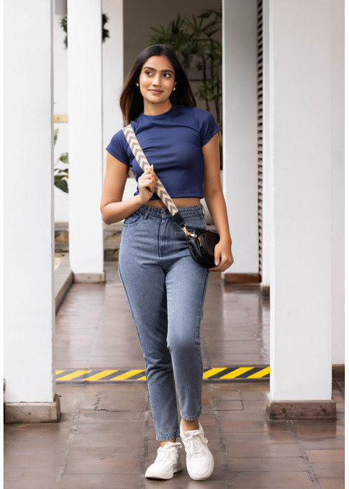 CLAUDIA BLUE CROP T SHIRT