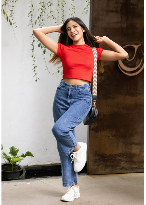 CLAUDIA RED CROP T SHIRT