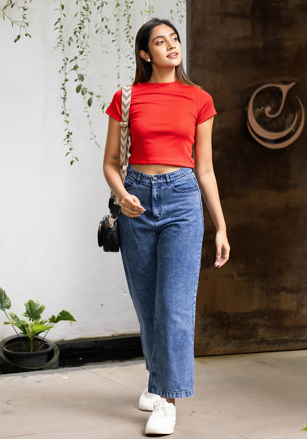 CLAUDIA RED CROP T SHIRT