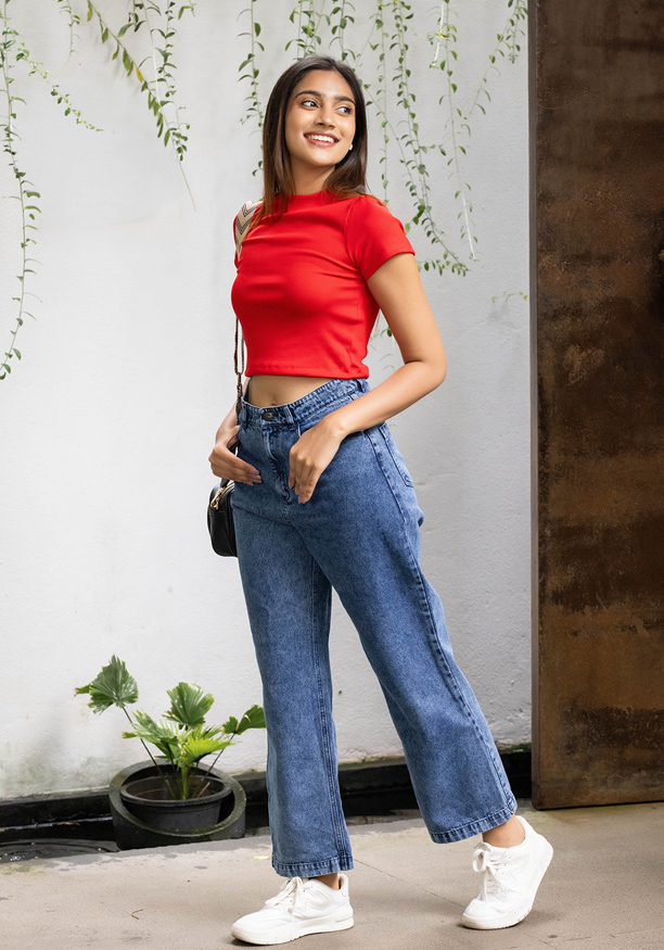 CLAUDIA RED CROP T SHIRT
