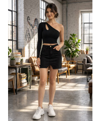 AMARI BLACK ONE SLEEVE TOP