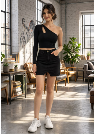 AMARI BLACK ONE SLEEVE TOP