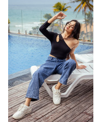 AMARI BLACK ONE SLEEVE TOP