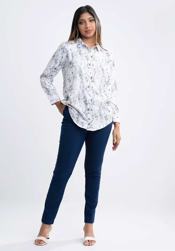 AMBUR NAVY PENCIL CUT OFFICE PANT