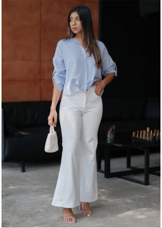 WIDE LEG WHITE DENIM PANT