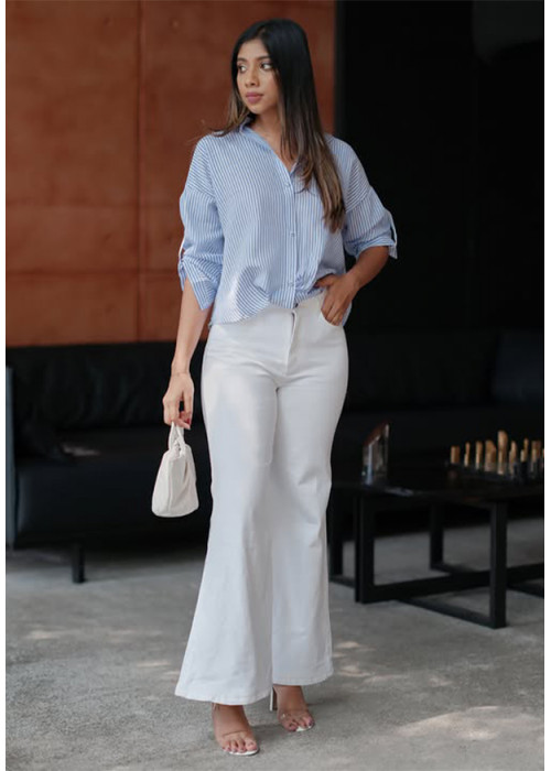 WIDE LEG WHITE DENIM PANT