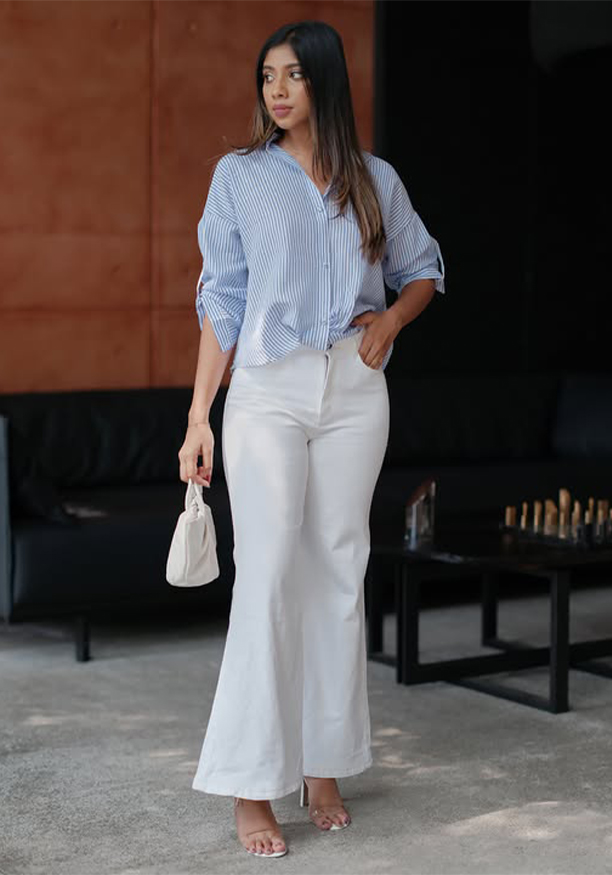 WIDE LEG WHITE DENIM PANT