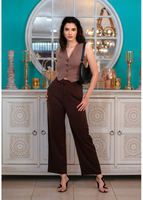 ANA HIGH WAIST BROWN PANT