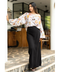 BROWN FLORAL ONE SHOULDER TOP