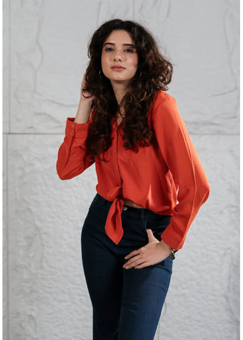 SIENNA ORANGE LONG SLEEVE BLOUSE 