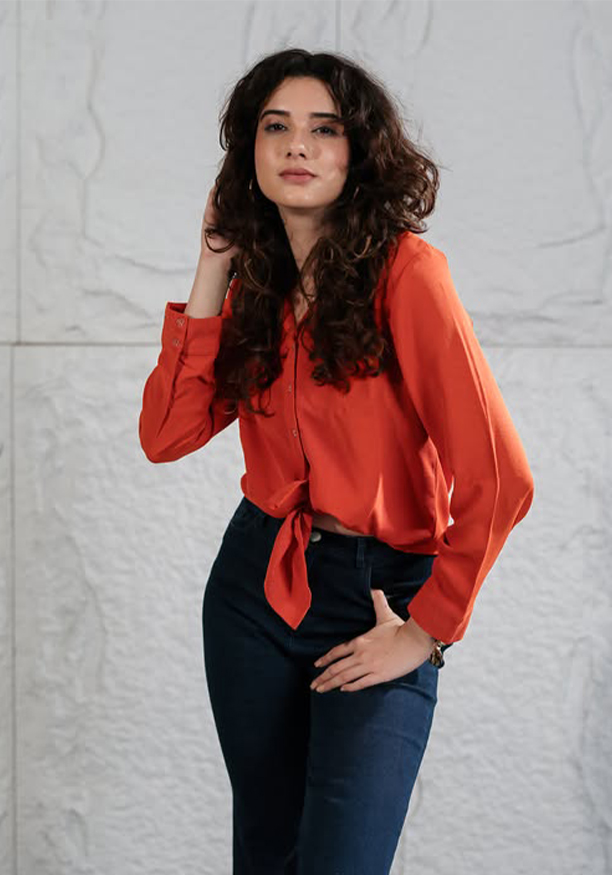 SIENNA ORANGE LONG SLEEVE BLOUSE 