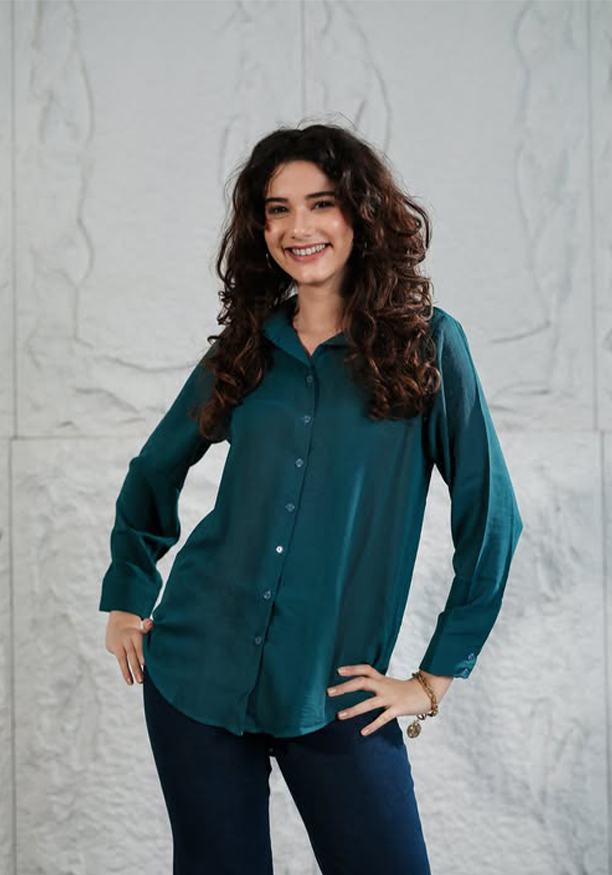 SIENNA GREEN LONG SLEEVE BLOUSE