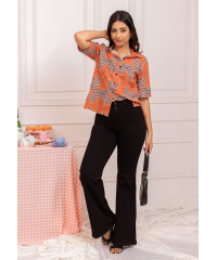 TWIX PRINTED ORANGE BLOUSE