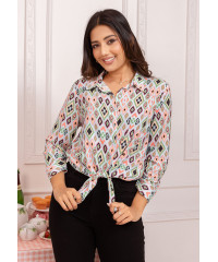 LISA LONG SLEEVE PRINTED BLOUSE