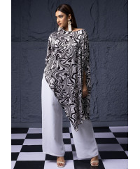 ANITTA BLACK & WHITE SATIN TOP