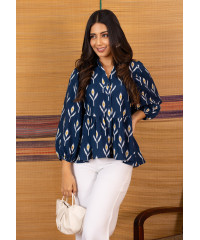 BLUE AURA BISHOP SLEEVE TOP