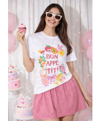 WHITE & PINK BON APPETIT T SHIRT