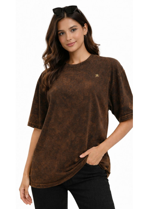BROWN JADE ACID WASH BAGGY TEE