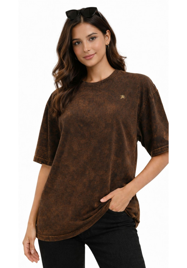 BROWN JADE ACID WASH BAGGY TEE