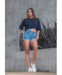 DARK BLUE DENIM HOT SHORT