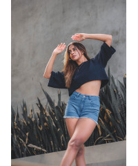 DARK BLUE DENIM HOT SHORT