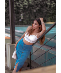 AMORI SIDE SLIT DENIM SKIRT