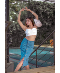 AMORI SIDE SLIT DENIM SKIRT