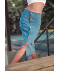 AMORI SIDE SLIT DENIM SKIRT