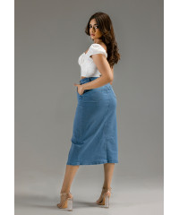FELICY FRONT SLIT DENIM SKIRT 