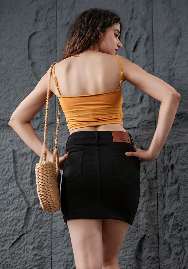 BLACK DENIM SKIRT
