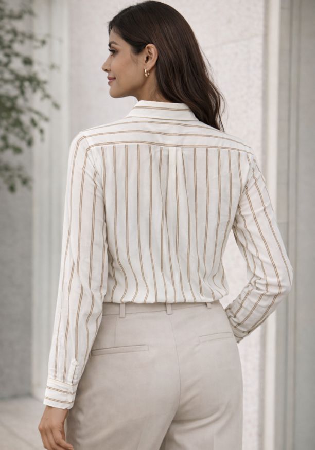 EVAN LONG SLEEVE STRIPE BROWN SHIRT 