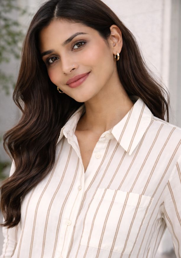 EVAN LONG SLEEVE STRIPE BROWN SHIRT 