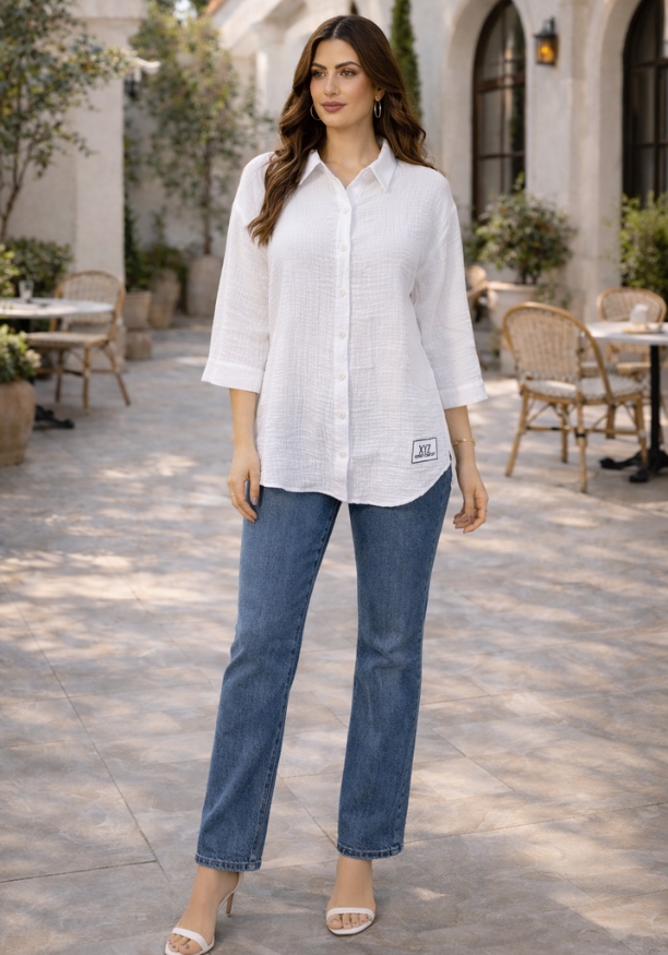 ZERAH SHORT SLEEVE WHITE BLOUSE