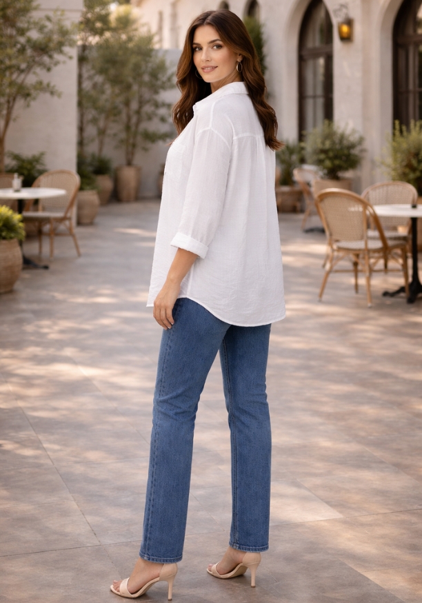 ZERAH SHORT SLEEVE WHITE BLOUSE