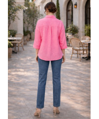 ZERAH SHORT SLEEVE PINK BLOUSE 