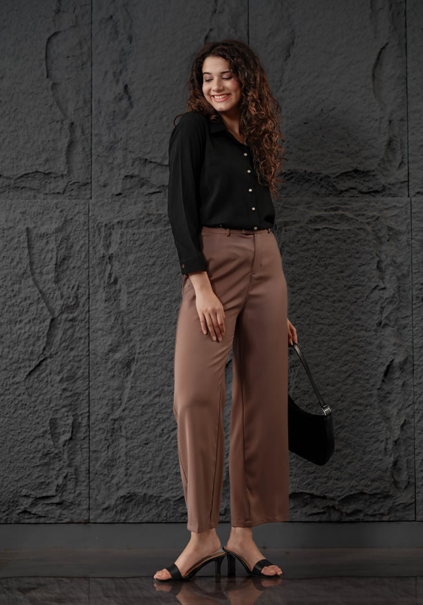 ANA HIGH WAIST CREAM BELL PANT 
