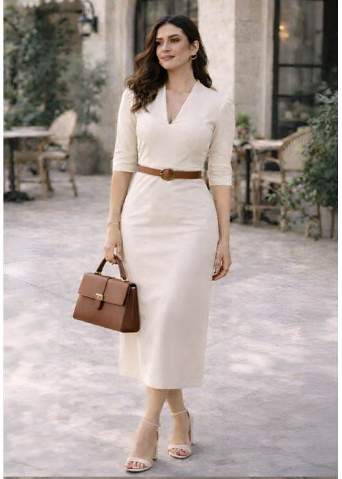 JANE CREAM MIDI DRESS