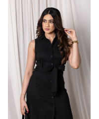 FLARA SLEEVELESS BLACK DRESS